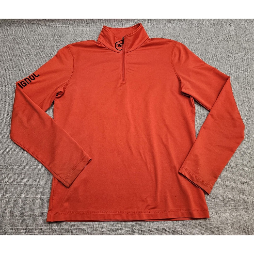 Rossignol Pullover Mens Medium Orange 1/4 Zip Ski Base Layer Shirt Performance